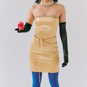 Vintage Caché Yellow Rhinestone Mini Dress